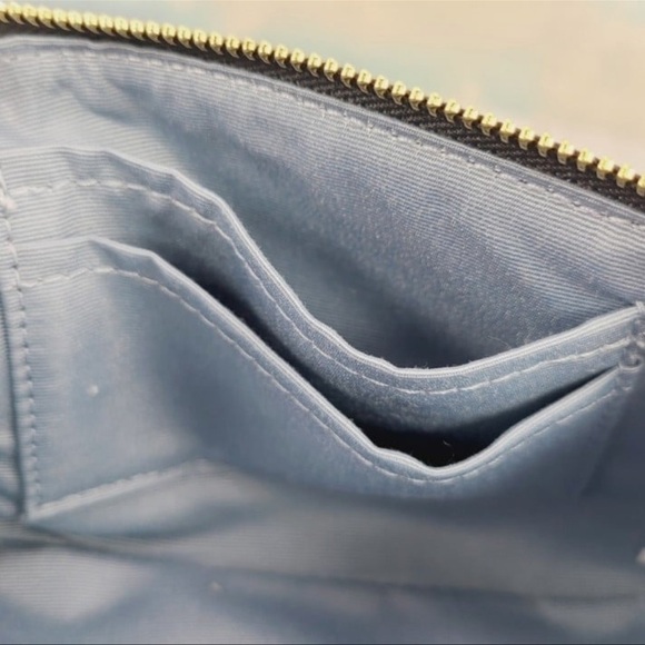 NWT Coach Corner Zip Wristlet Navy Blue Monogram - Picture 9 of 10